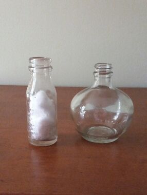 Vintage Clear Glass Bottles - Set of 2